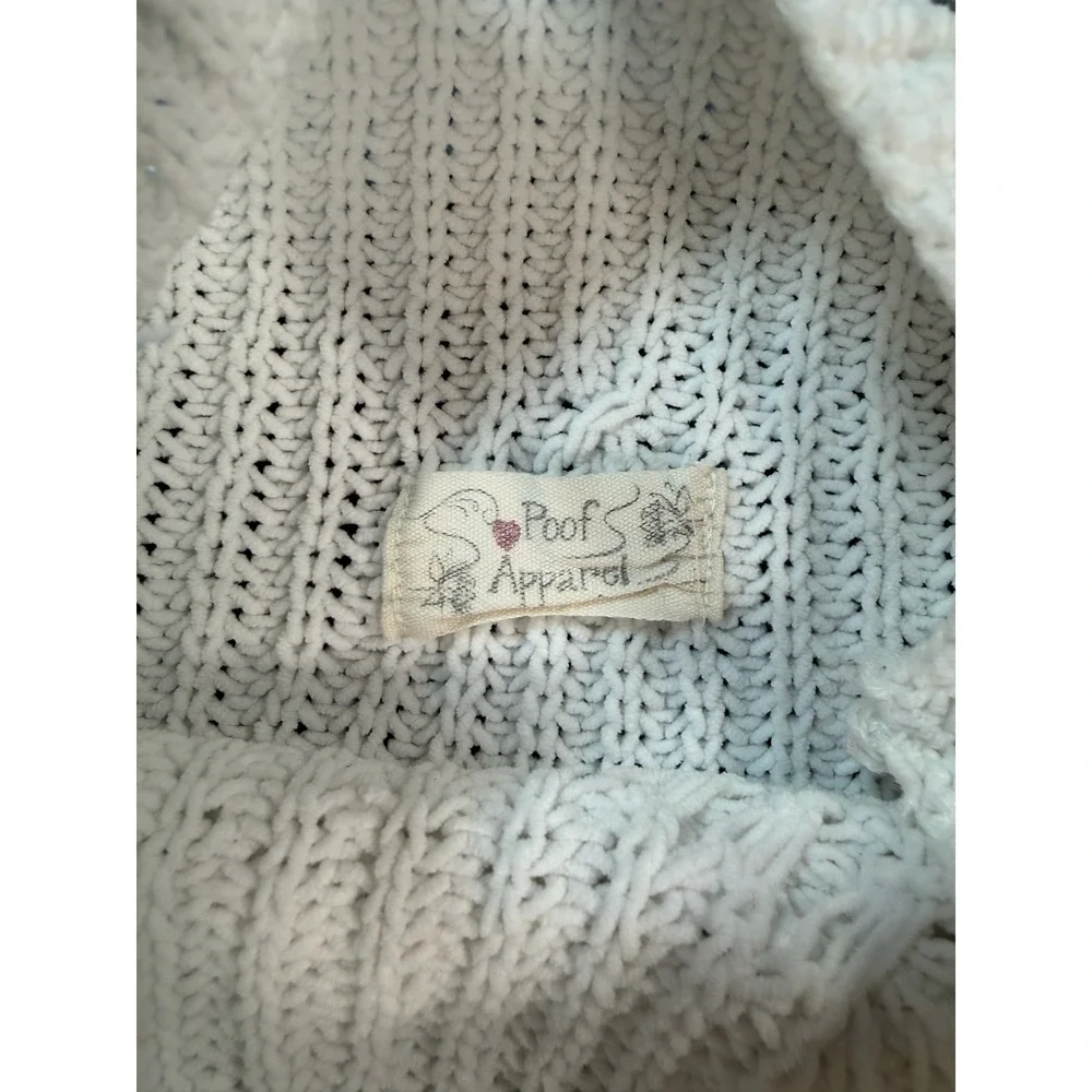 Poof Apparel Women White Chenille Cable Knit Mock Neck Sweater Large